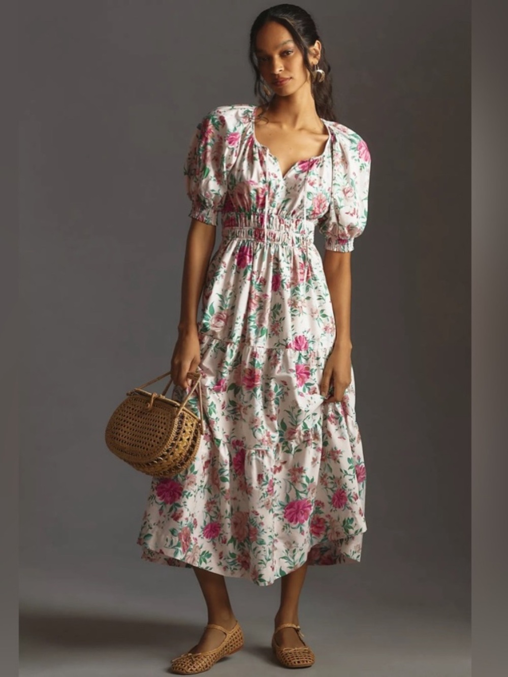 NWT Anthropologie Fall-  Somerset Puff-Sleeve Floral Maxi Dress - Pockets - M